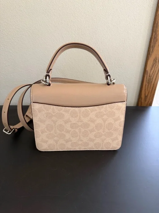 Coach Courtney Top Handle Signature Canvas Bag Satchel with Crystal Buckle - Picture 14 of 16